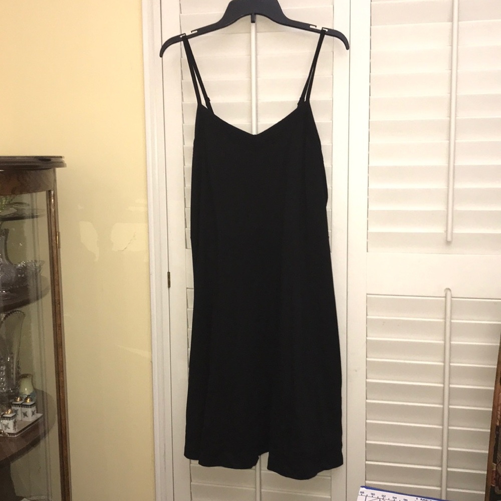 Short black dress with spaghetti straps